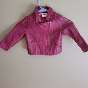 2T Baby Girl Jacket - Plum leather jacket
